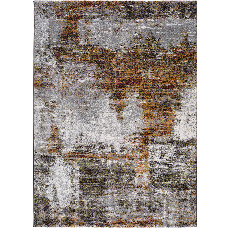 Williston Aashdon Abstract Mustard/Grey Area Rug Wayfair.co.uk
